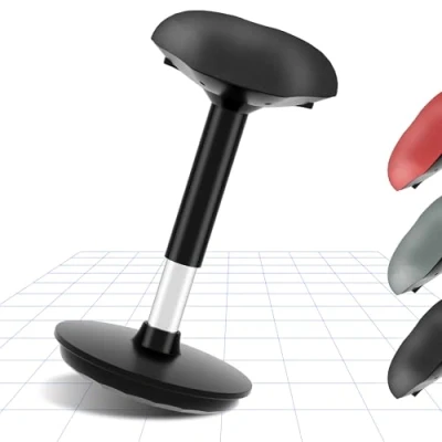 Imagen de FLEXISPOT Taburete Giratorio Silla Ergonómica de Altura Ajustable, Bolsa Asiento Dinámico con Respaldo Vertical para Escritorios Oficina o Comedor, Aliviar Dolor Espalda, Negro