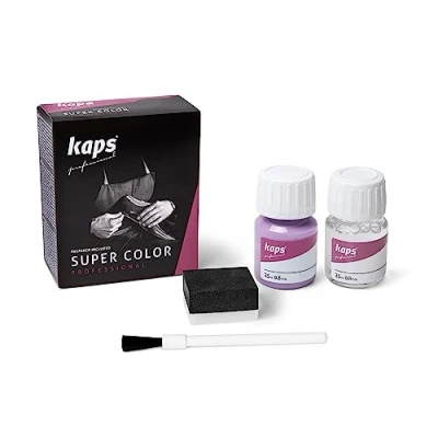 Imagen de Kaps Tinte con Imprimación para Zapatos Y Bolsos Textiles de Cuero Natural Sintético, Super Color And Preparer, 70 Colores (155 lila)