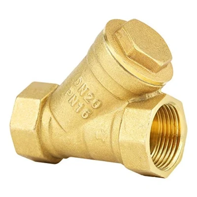 Imagen de válvula de filtro Latón, Akozon Rosca hembra BSPP 3/4 pulgada Colador latón en forma Y Conector DN20 Tipo Tubo Manguera
