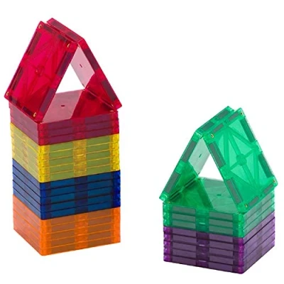 Imagen de Playmags Kit de Inicio 30 Cuadrados Piezas Conjunto: Ahora con imanes más Fuertes, Robusto, Duradero Súper fichas magnéticas Vivos Colores claros Stem Juguetes para Niños