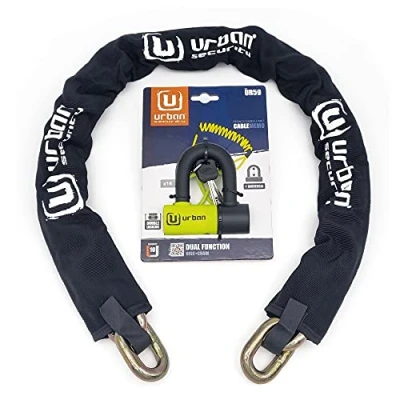 Imagen de UR59K120 Antirrobo Moto Cadena de Acero Endurecido 13.5mm con Sólido candado Mini U 14mm, 120cm
