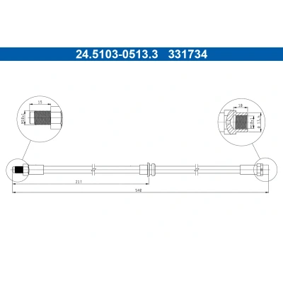 Imagen de ATE 24.5103 0513.3 Latiguillos de Freno 540mm M10x1mm