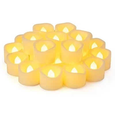 Imagen de Yakpo Paquete de 24 velas té LED 1.5 x 1.2 pulgadas, funcionan con pilas, pequeñas votivas parpadeantes sin llama para exteriores, falsas eléctricas a granel bodas,