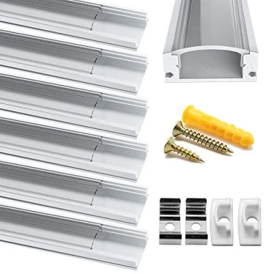 Imagen de Chesbung El Perfil de Aluminio Led 1 Metro, 6 Piezas En Forma U, Adecuado Para Tiras/Cintas Menos 12 Mm, Incluyendo Tapas Transparentes, Finales Y Materiales InstalacióN.