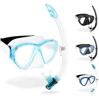 Imagen de Cressi Fiji + Gamma Combo Máscara y Tubo, Unisex Adult, Transparente/Azul, Talla ÚNICA