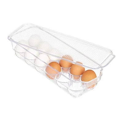Imagen de Relaxdays Huevera para Frigorífico, Porta 12 Huevos con Tapa, Nevera, Plástico, 1 Ud, 8 x 32,5 11,5 cm, Transparente