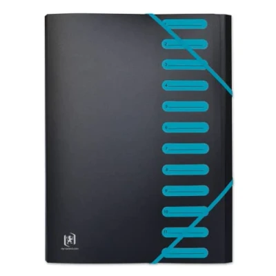 Imagen de OXFORD Clasificador extensible 12 compartimentos A4 Students Cubierta Polypro Bicolor negro/azul