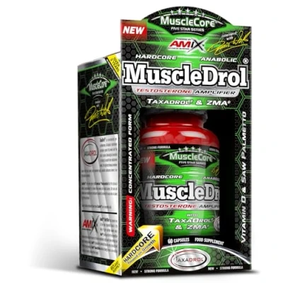 Imagen de AMIX MUSCLEDROL 60 CAPS Complemento alimenticio Vitamina D y Saw Palmetto Aumenta la fuera energía