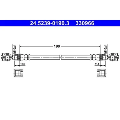 Imagen de ATE 24.5239 0190.3 Latiguillos de Freno 190 PEUGEOT: 207 Hatchback, SW, CITROËN: C4 II Cactus, C3 III, Aircross 2