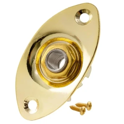 Imagen de Musiclily 6,35mm Ovalada Placa Jack de Guitarra Entrada Salida Plate Socket para Eléctrica, Dorado