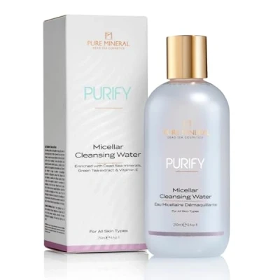 Imagen de Pure Mineral Mizellenreinigendes Wasser sanfte Make up Entfernung mit Grüntee Extrakt geeignet für alle Hauttypen ohne Silikone, Sulfate, Parabene 250 ml