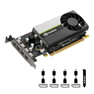 Imagen de PNY Tarjeta gráfica Nvidia Quadro T1000 de 4 GB GDDR6 perfil bajo con ranura única, 896 núcleos CUDA, 128 bits, 160 GB/s, mini DisplayPort 1.4, consumo energía 50 W, PCI Express 3.0 x16