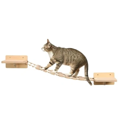 Imagen de Navaris Puente para Gatos de Pared Estante Escalada Gato Parque Madera MAX. 13 kg Accesorios Escalar en la 90 x 22 15 cm