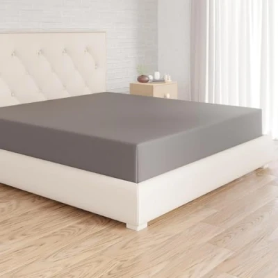 Imagen de Amazon Basics Sabana Bajera Ajustable, 180 x 200 cm, de 100% algodón, Gris Oscuro