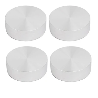 Imagen de sourcing map 4Pcs Disco De Aluminio Rosca M8 30mm Diámetro 10mm Espesor Hardware Para Mesa Cristal