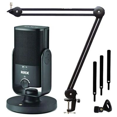 Imagen de Rode NT USB Mini Micrófono condensador de estudio con brazo keepdrum MS138