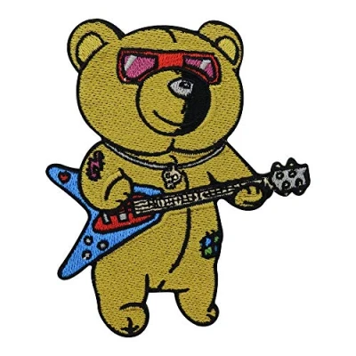 Imagen de Finally Home Parches Termoadhesivos de Planchado sin Costuras para Ropa Parche Rock Teddy en guitarra Aplique Codera Rodillera Bordado DIY