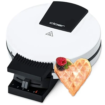 Imagen de Cloer 120 Gofrera para gofres clásicos en formato XXL, tamaño de gofre 19,5 cm, 1200 Vatios, señal óptica, metal, blanca