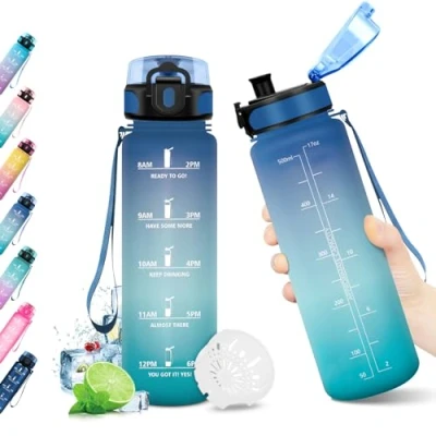 Imagen de KollyKolla Botella de Agua Niño 500ml, Deportiva, Gimnasio, Reutilizable, sin BPA, Garrafa para Niño, Niña, Colegio, Preescolar, Guardería, Bicicleta, Running