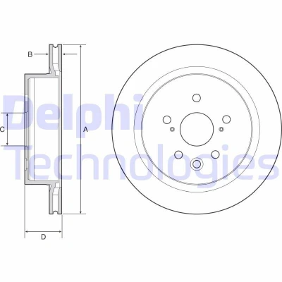 Imagen de DELPHI BG4962C Disco de freno 310 22 5 ventilado revestido sin procesar cojinete rueda, anillo sensor ABS LEXUS: GS IV