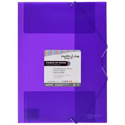 Imagen de Grafoplás 4801835. Pack de 6 Carpetas con Gomas, Violeta, Tamaño Folio, Polipropileno, Serie Multiline