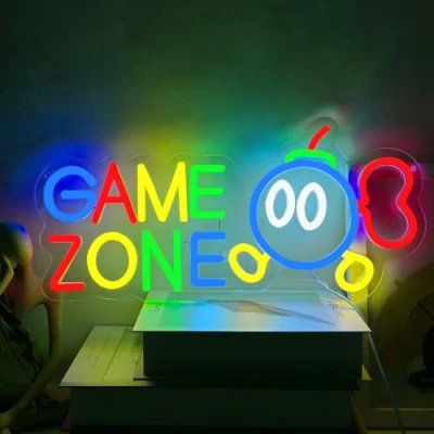 Imagen de YUEYYNS Letrero de neón Zona Juego Señal Game Zonecartel gamer,cartel para sala juegos,bombas neón,regalos habitaciones jóvenes alimentación USB con interruptor