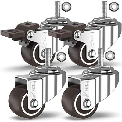 Imagen de GBL Ruedas para Muebles Pesados con 2 Freno + Tornillos 25mm M8x20mm Hasta 40kg 4 Rueda que No Dejan Marcas, Alta Resistencia Giratorias Pequeñas Palets Engomadas