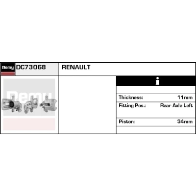 Imagen de DELCO Remy DC73068 Pinza de freno Fundición aluminio Remanufactured RENAULT: Scénic 1