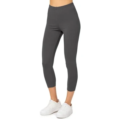 Imagen de Merry Style Leggins Deportivos para Mujer Pantalones Piratas Suaves Elásticos Leggings de Algodón 3/4 Mallas Confortables MS10 199 (Grafito, L)