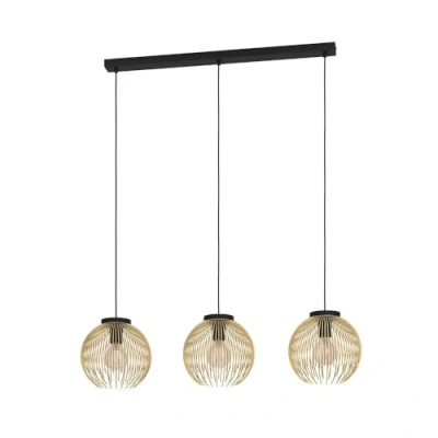 Imagen de Eglo lámpara colgante Venezuela, de mesa comedor 3 luces, metal en negro y dorado, alambre con casquillo E27