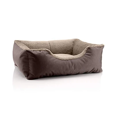 Imagen de BedDog Perro/Gato Cama Teddy S à XXXL, 14 Colores a Elegir, de Cordura y Microfibra, para Perros Lavable, cojín Perros, Interiores Exteriores, tamaño M, Marron/Beige