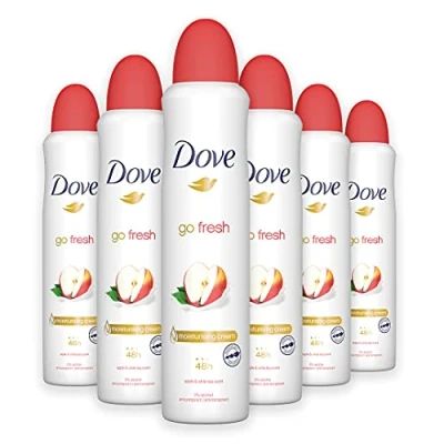 Imagen de Dove Go Fresh Apple &amp; White Tea, Spray desodorante antitranspirante para mujer, 250 ml, paquete de 6