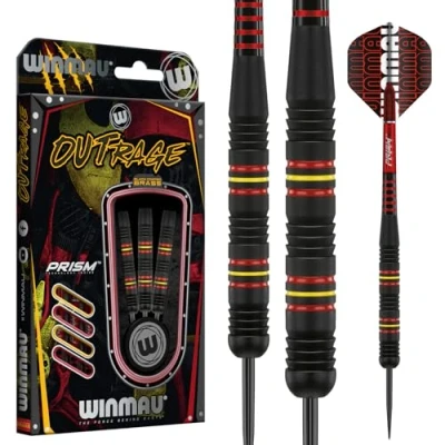 Imagen de WINMAU Outrage Set de Dardos Punta Acero Latón 23 Gramos con Prism Alpha Vuelos and Force Ejes (Tallos)