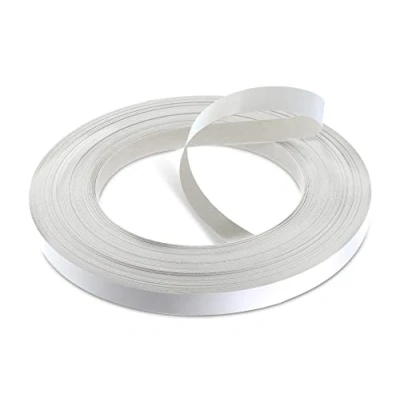 Imagen de WoodPress® Cinta adhesiva de melamina blanca mate 19 mm, rollo comercial 50 m, aplicación madera para planchar