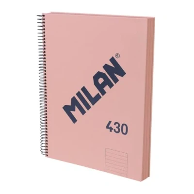 Imagen de MILAN® Cuaderno A4 con tapa dura, papel a líneas (7 mm), 120 hojas de 95 gr/m², colección goma 430, rosa