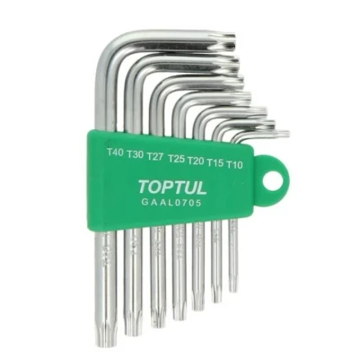 Imagen de TOPTUL GAAL0705 Juego de atornilladores acodados T10, T15, T20, T25, T27, T30, T40 Acero cromo vanadio 7