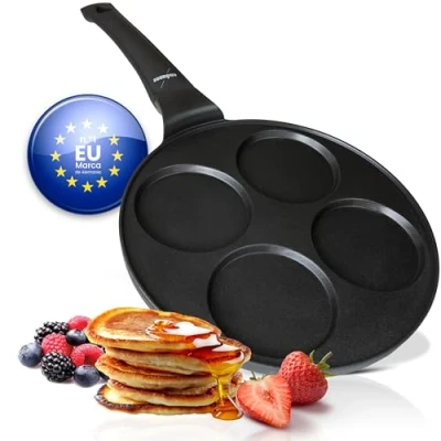 Imagen de endusor Sartén tortitas y pancakes Sarten de 26cm diametro con 4 hoyos protección antiadherente Todo Tipo Cocinas e Inducción divida para huevos fritos panqueques trotillas