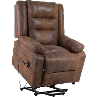 Imagen de Asukale Silla Eléctrica Reclinable Sillón de TV Masaje con Calefacción Función (Brown)