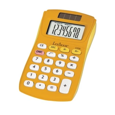 Imagen de Lexibook, FRUITIES® Calculadora de Bolsillo, 8 dígitos, 4 Operaciones, Funciones básicas y avanzadas, Alimentación Solar a Pilas, Amarillo, C208D