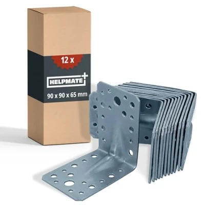 Imagen de HELPMATE conector angular con reborde, 90 x 65 mm, galvanizado, azul pasivado, de madera, 12 unidades