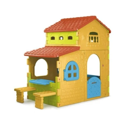 Imagen de FEBER Casita de Juegos Infantil Super Villa, Amplio Espacio en el Interior, Buzón Cartas, Ventanas Abatibles, Banquillos, Resistente y Fácil Montaje, para Niños 3 años+, Famosa (800013047)