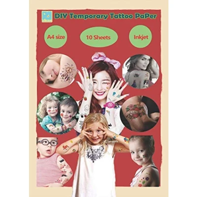 Imagen de 10 hojas de bricolaje A4 papel transferencia tatuajes temporales personalizada imprimibles para impresoras inyección tinta