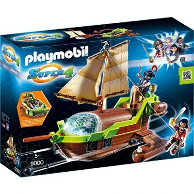 Imagen de PLAYMOBIL Pirata Camaleón con Ruby y un Barco Personajes de la Serie Super 4, Multicolor, 51,5 x 14,2 38,5 cm 9000