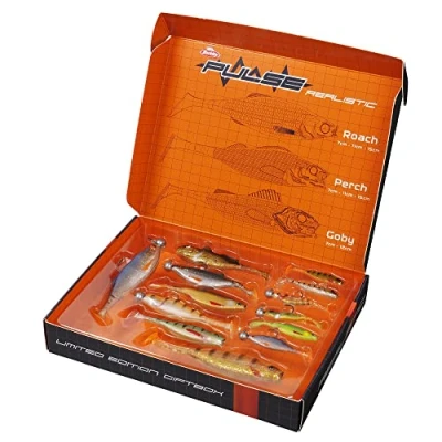 Imagen de Berkley Pulse Realistic Set de 13 señuelos Goma y 6 Cabezas Anzuelo, Caja Regalo para Pesca Perca, lucioperca, Lucio, aspio, Perca Trucha, Varios, Mixed Sizes