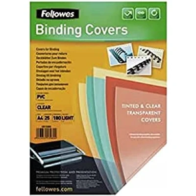 Imagen de Fellowes Portadas para encuadernar de PVC transparente, formato A4, 180 micras, pack 25