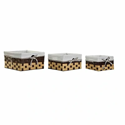Imagen de Juego De Cestas Dkd Home Decor Baños Lino Fibra Tradicional (3 Pcs)
