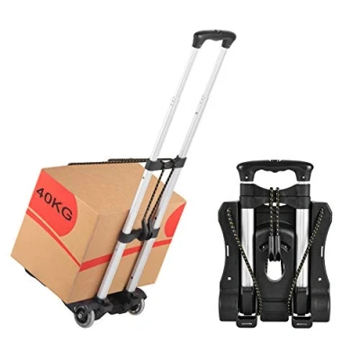 Imagen de Hivexagon Carrito de Equipaje Plegable, Compacto Ligero Duradero Aluminio Capacidad Carga 40kg/88lbs para Equipaje, Viajes, compras, Uso en Oficina y Transporte HG405