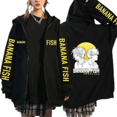 Imagen de keephen Sudadera con Capucha y Cremallera de Anime Banana Fish para Mujeres Hombres Gran tamaño