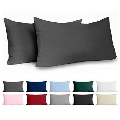 Imagen de Funda de Almohada 40x80 Algodón Reforzado (Pack 2) Antracita Tela Apretada 57 Hilos/cm² 40 x 80 Certificación Oeko Tex Dreamzie