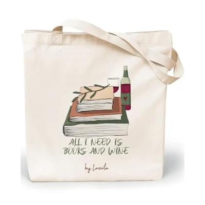 Imagen de Loxato Bolsa Tela Tote Bag Bolsos Bandolera Mujer Bolsas de Algodón Natural 100% Reutilizables Extra Ancho 8cm Asas Largas 70cm 220 gr/m2 Bonitas Grande